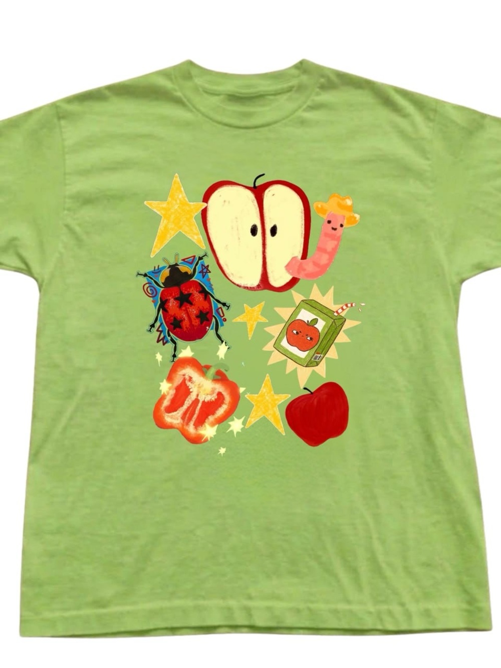 Gildan Graphic Tee ladybug with Fruit & Stars